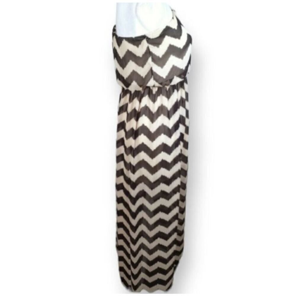 FASHION MAGAZINE BLACK & TAN STRIPE DRESS SZ.M EUC. - Picture 5 of 7